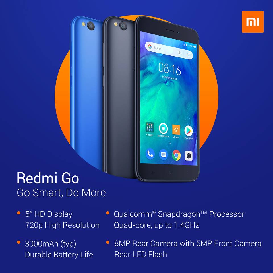 Smartphone Xiaomi Redmi Go Dual Sim 16GB de 5.0" 8MP/5MP Os 8.1.0 - Azul