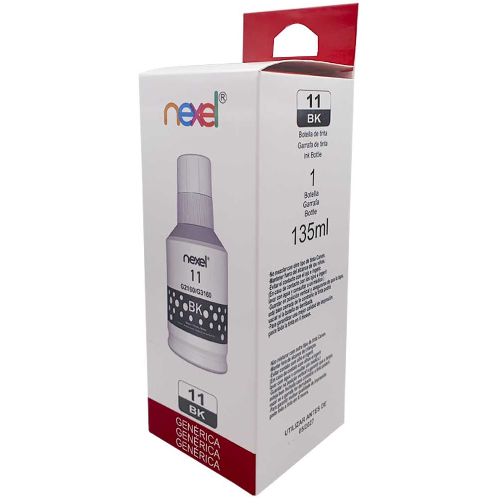Refil De Tinta Compativel Canon Nexel Preto BK 11 G2160/G3160 135Ml