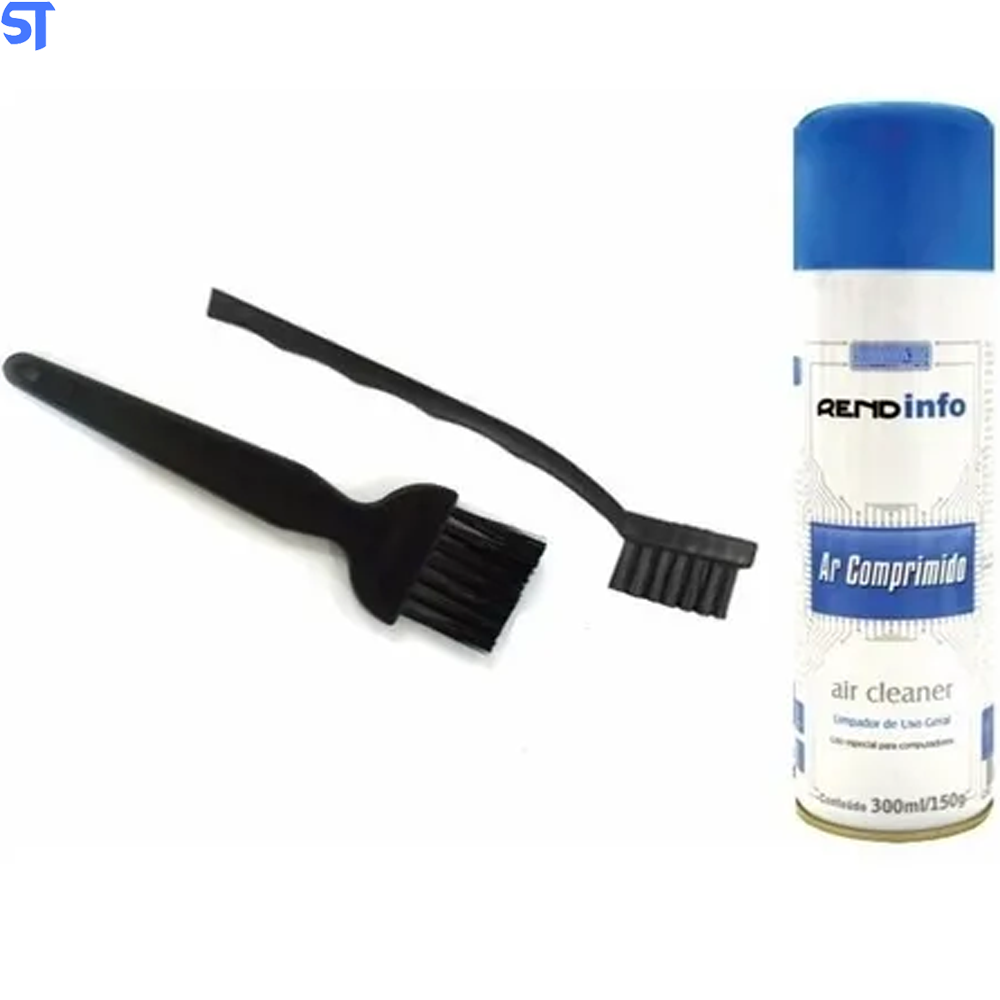 Kit  Ar Comprimido Spray Remove Poeira E Pincel Escova