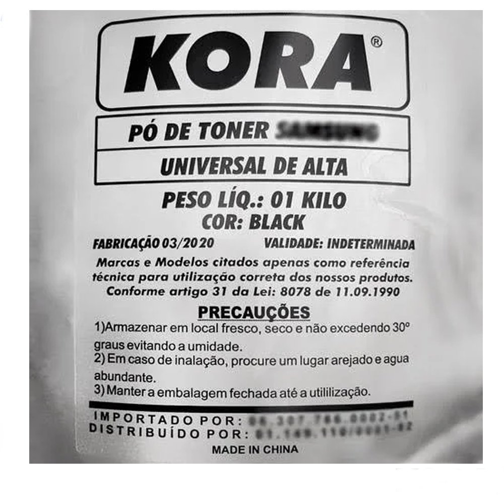 Refil Pó Para Recarga de Toner Compatível Brother TN360/410/580/650/750/780 Bag 1KG Kora