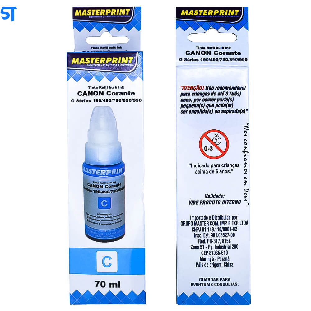 Refil de Tinta Compatível Canon Bulk Ink G Corante Ciano C 70ML MasterPrint