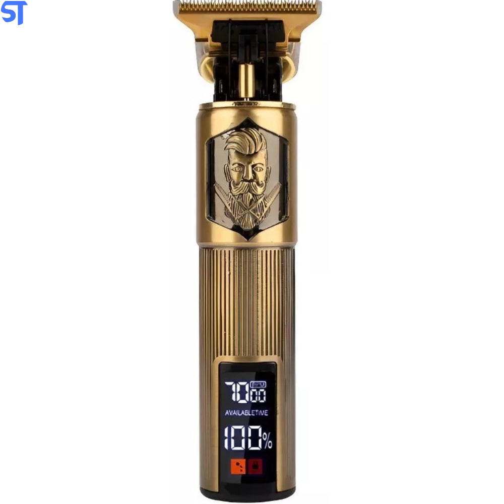 Maquininha Elétrica Cabelo/Barba Recarregável LCD Acabamento Gold Bommax - BM-A086