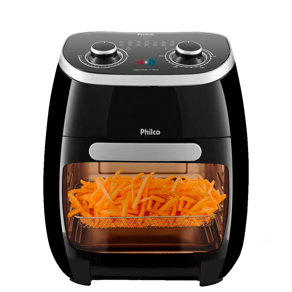 Fritadeira Elétrica sem Óleo/Air Fryer Philco - 2 em 1 Air Fry e Forno Oven PFR2000P Preto 11L