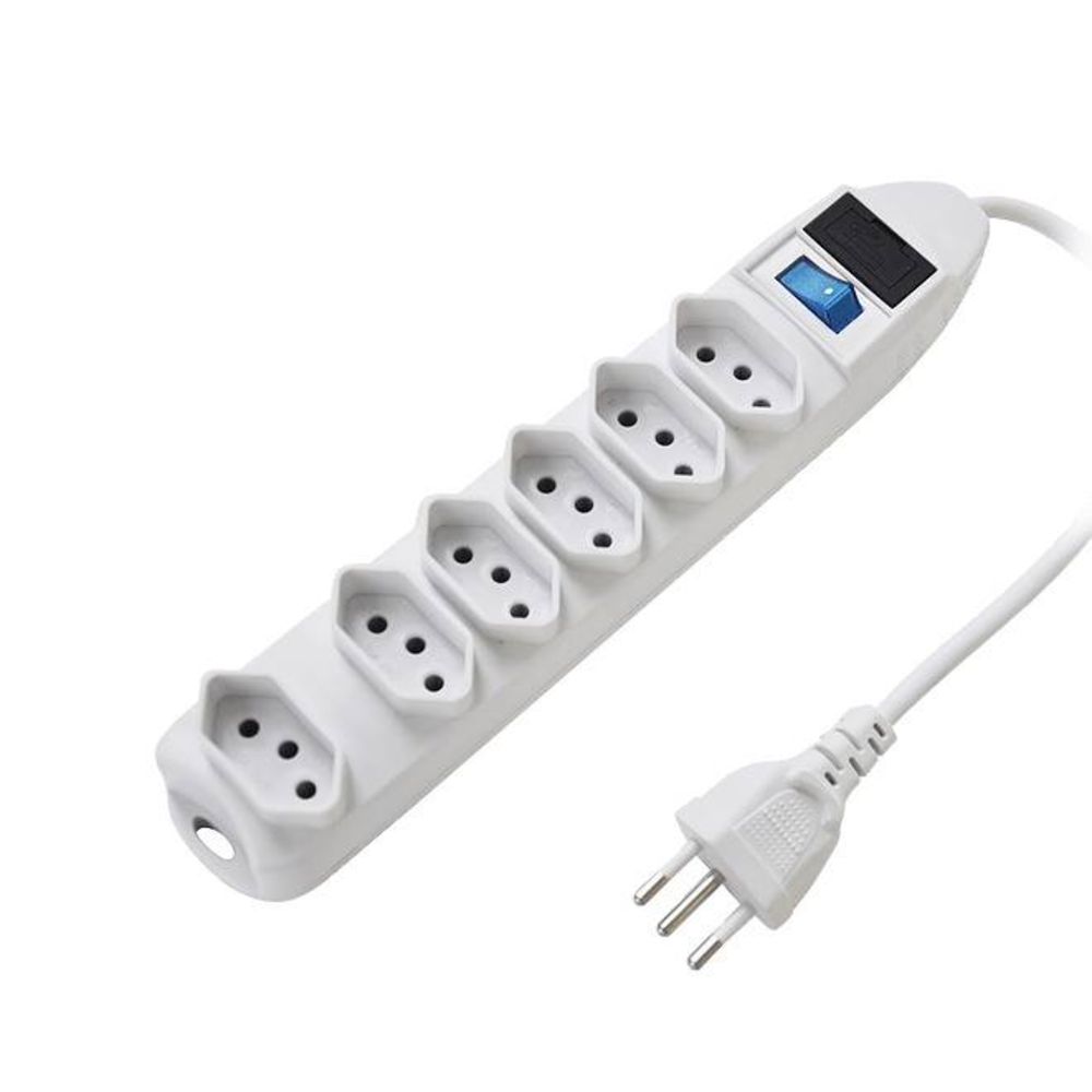 Extensão Elétrica Com Fusível de 6 Tomadas Knup 1,5m - SL7606 Branco