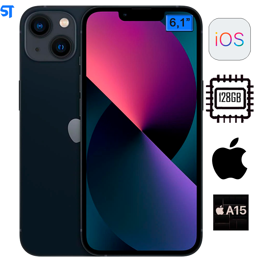 iPhone 13 Apple Meia-Noite 128GB Tela de 6,1