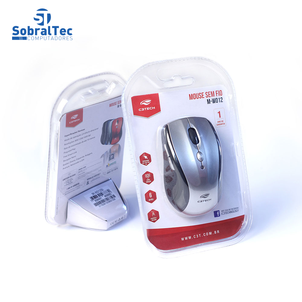 Mouse Sem Fio Wifi 1600dpi Para Computador e Notebook 2.4ghz C3Tech M-w012si