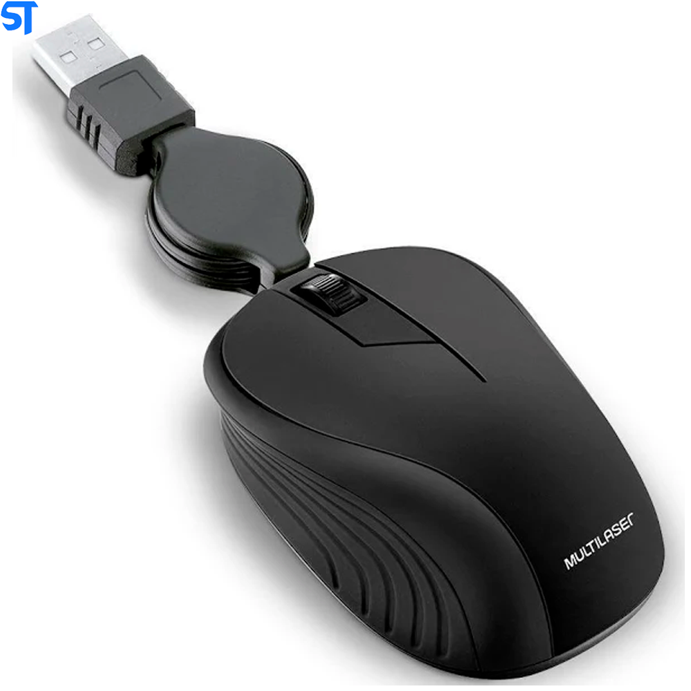 Mouse Retrátil Emborrachado Preto Usb - MO231