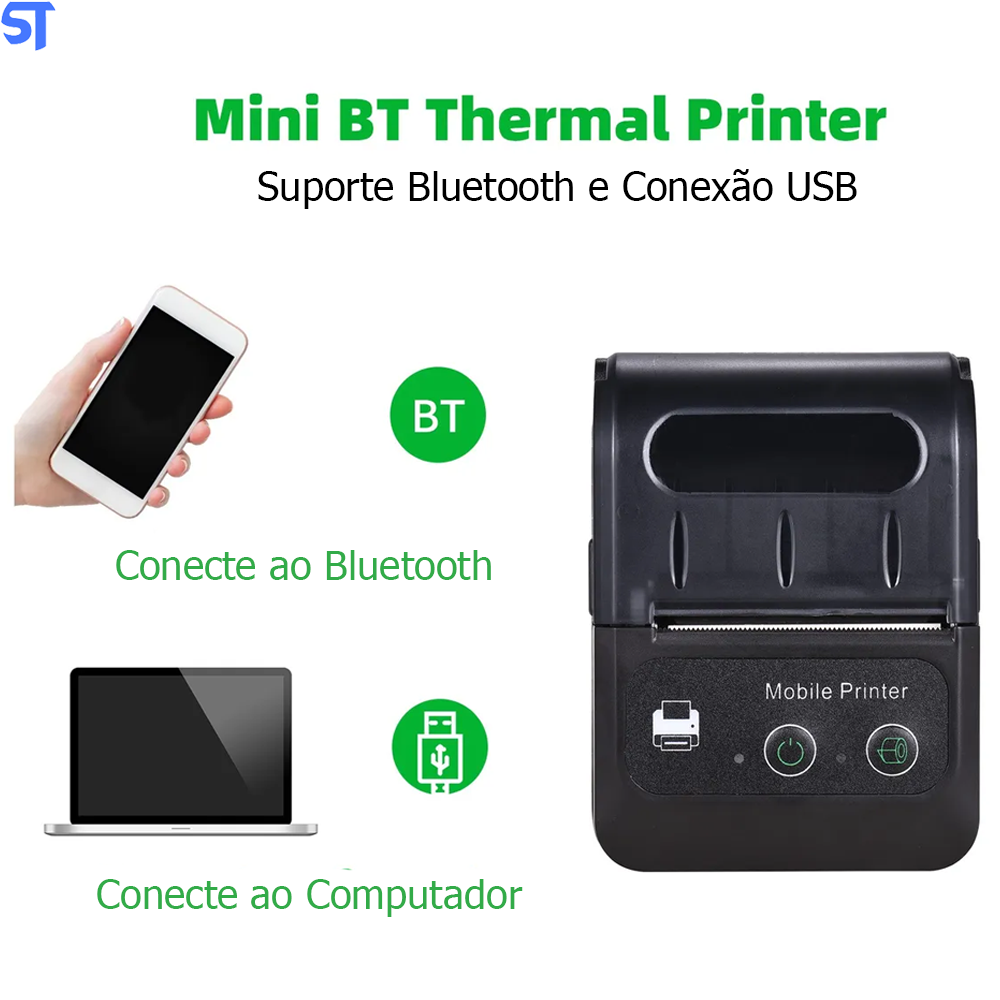 Impressora Térmica 58mm Mini Bluetooth Portátil Sem Fio Aibecy