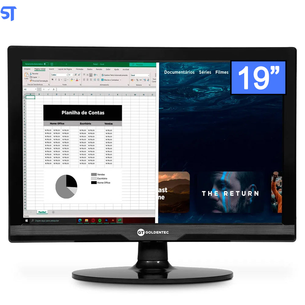 Computador Completo i5 -10400- SSD 512GB- Ram 8GB -PM H510M - 24V2BK- Com Monitor de 19- Teclado Mouse e Estabilizador