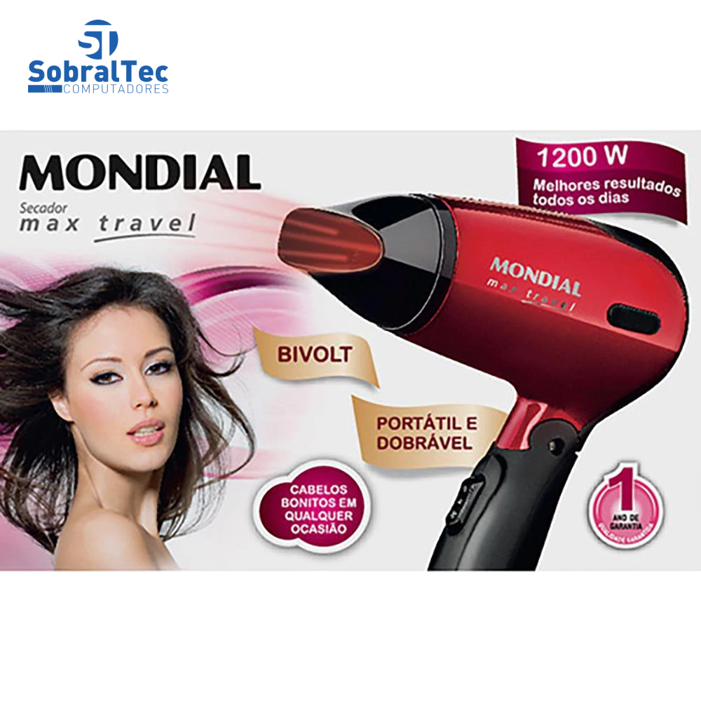 Secador Maxis Travel, Mondial Preto/Vermelho SC-10