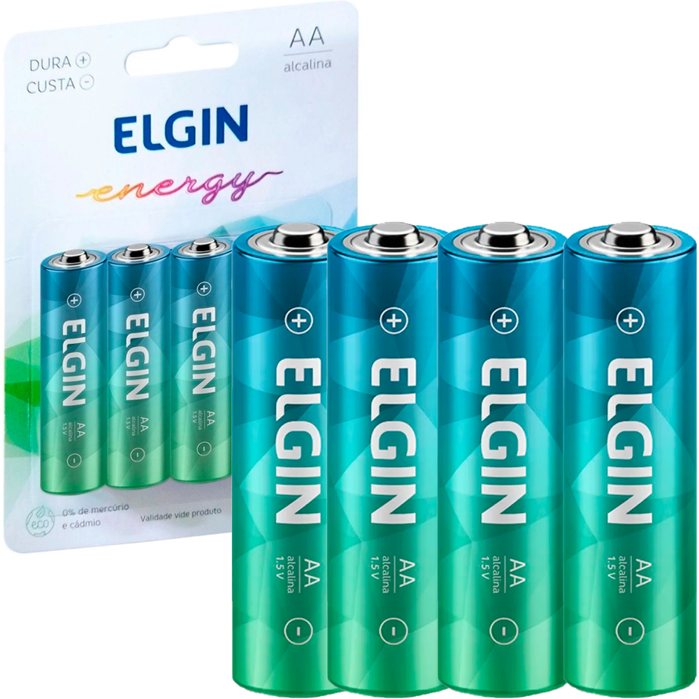 Pilha Alcalina AA 1,5V Blister Com 4 Unidades Elgin ELE000000082153