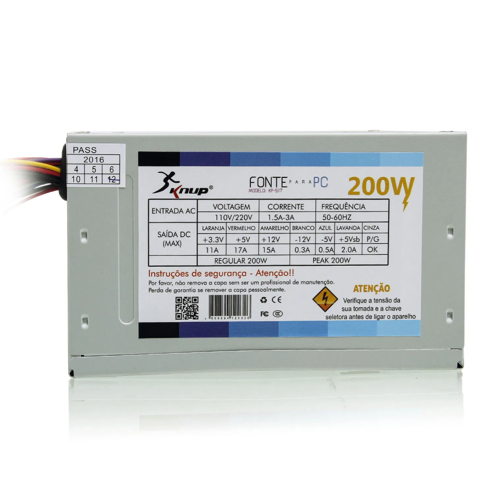 Fonte de Alimentação ATX Para PC 200W Real Knup KP-517