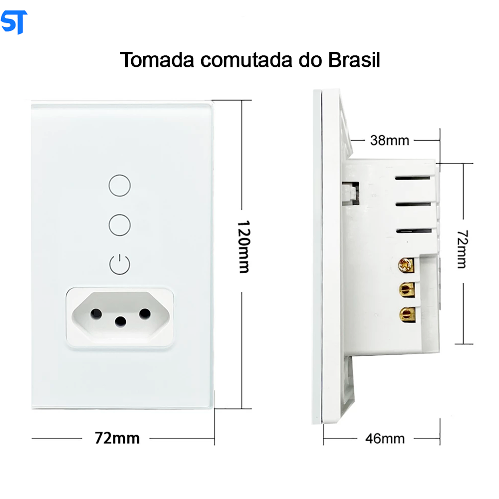 Interruptor Inteligente Wifi Com Tomada Padrão Brasileiro Com Alexa, Google Home Integrada