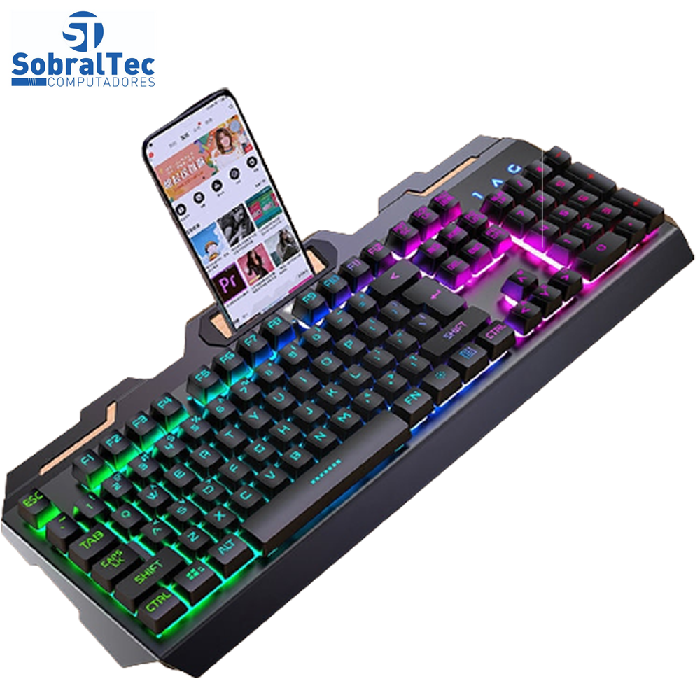 Kit Gamer Teclado E Mouse Preto Com RGB Led Golden Wolf V2