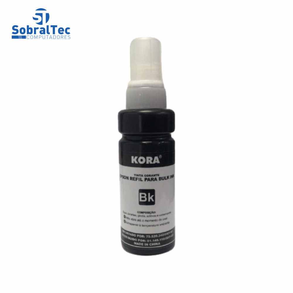 Tinta Refil Bulk Ink Bkc Compativel Epson Corante Preto 100Ml Black  Kora R-EP100BK