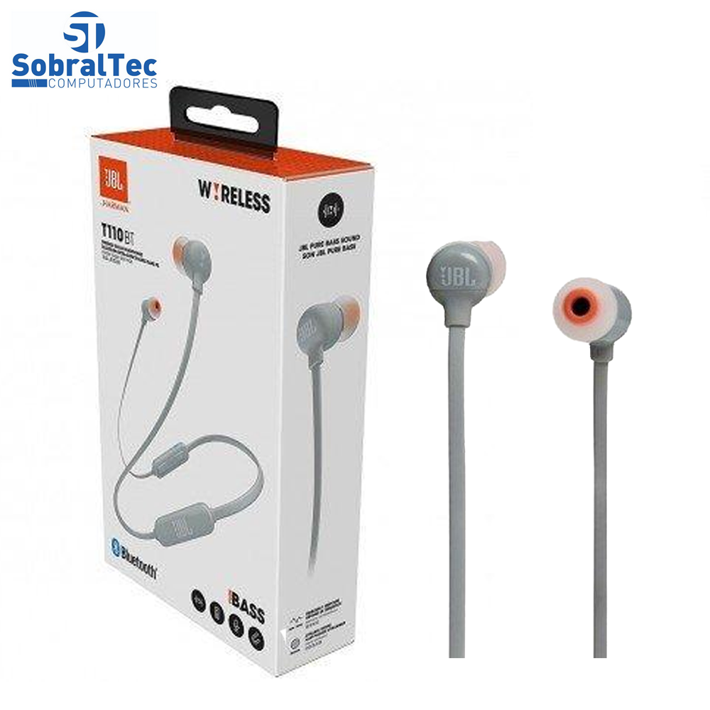 Fone de Ouvido Bluetooth JBL T110 BT Cinza
