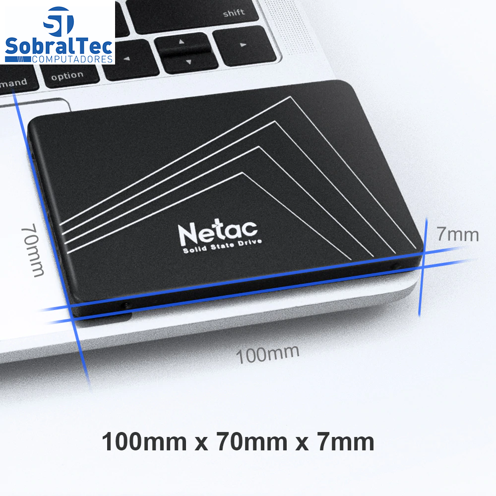 HD SSD 512GB Netac Sata 3 560mb/s para Leitura e 510mb/s para Gravação Black