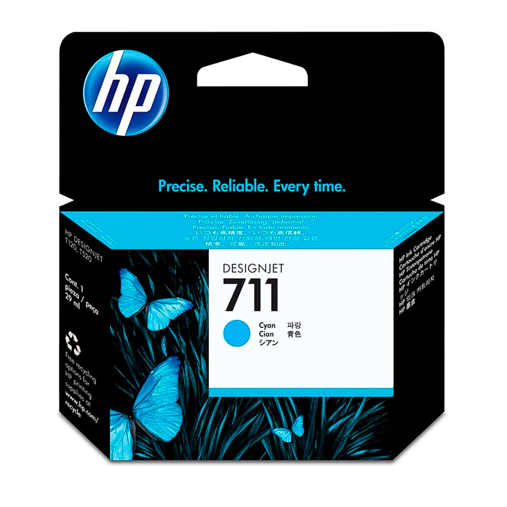 Cartucho de Tinta HP DesignJet 711 |  T120, T130, T520 | 29ml Ciano HP Original - CZ130AB