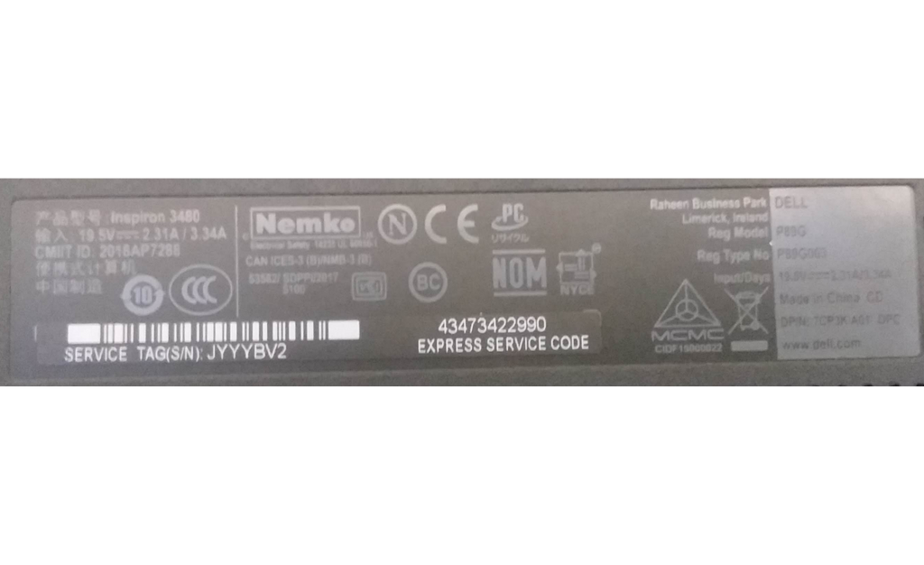 Notebook Dell I3480-3879BLK  Core i3 2.1GHz  Memória 4GB  HD 1TB  14