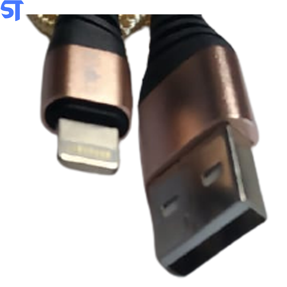 Cabo Lightning Trançado Em Nylon Tubo Para iPhone 1 Metro Inova Dourado