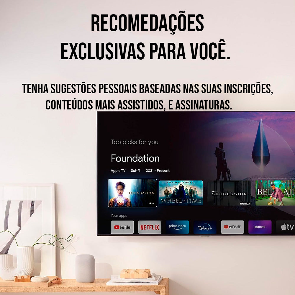 Chromecast 4 com Google TV (Full HD) G454V - ‎Bluetooth, Wi-fi, HDMI, Com controle - Cor Neve