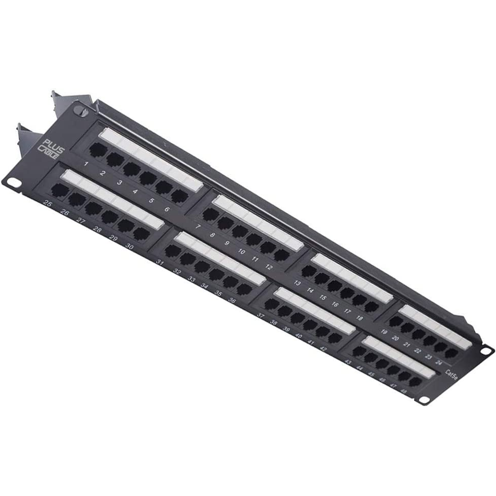 Patch Panel Plus Cable, CAT5E, 48 Portas, Com Guia, CAT.5E, Preto - LA-P548