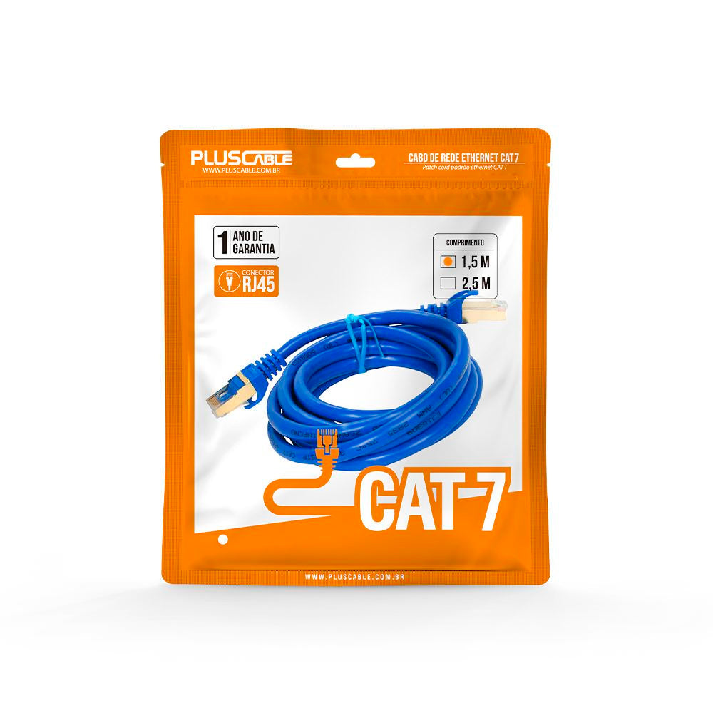 Cabo de Rede Patch Cord Cat.7 Azul 1,5M PlusCable - CAT715BL