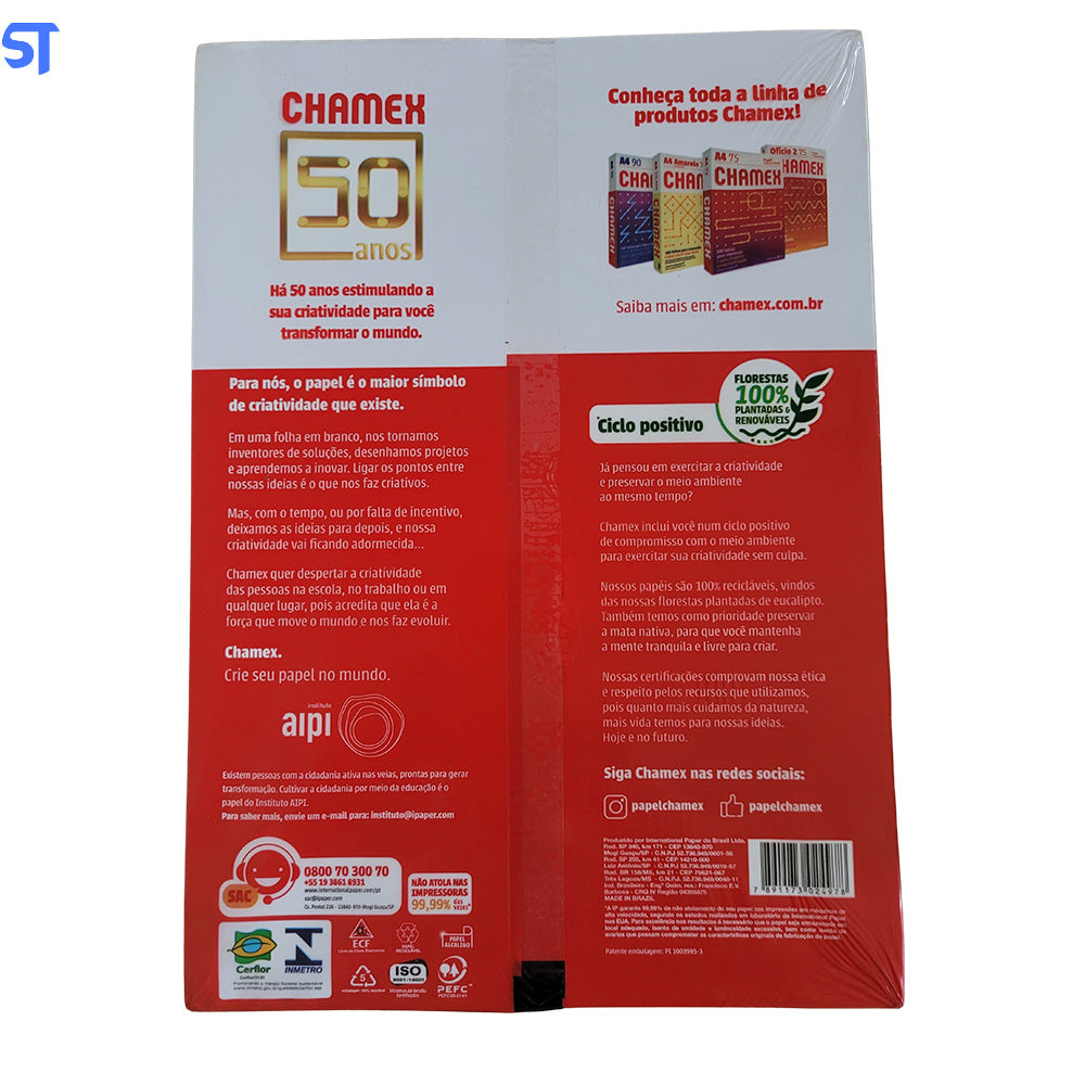 Papel Chamex A4 75g/m 210mm x 297mm Office Branco 300 Folhas