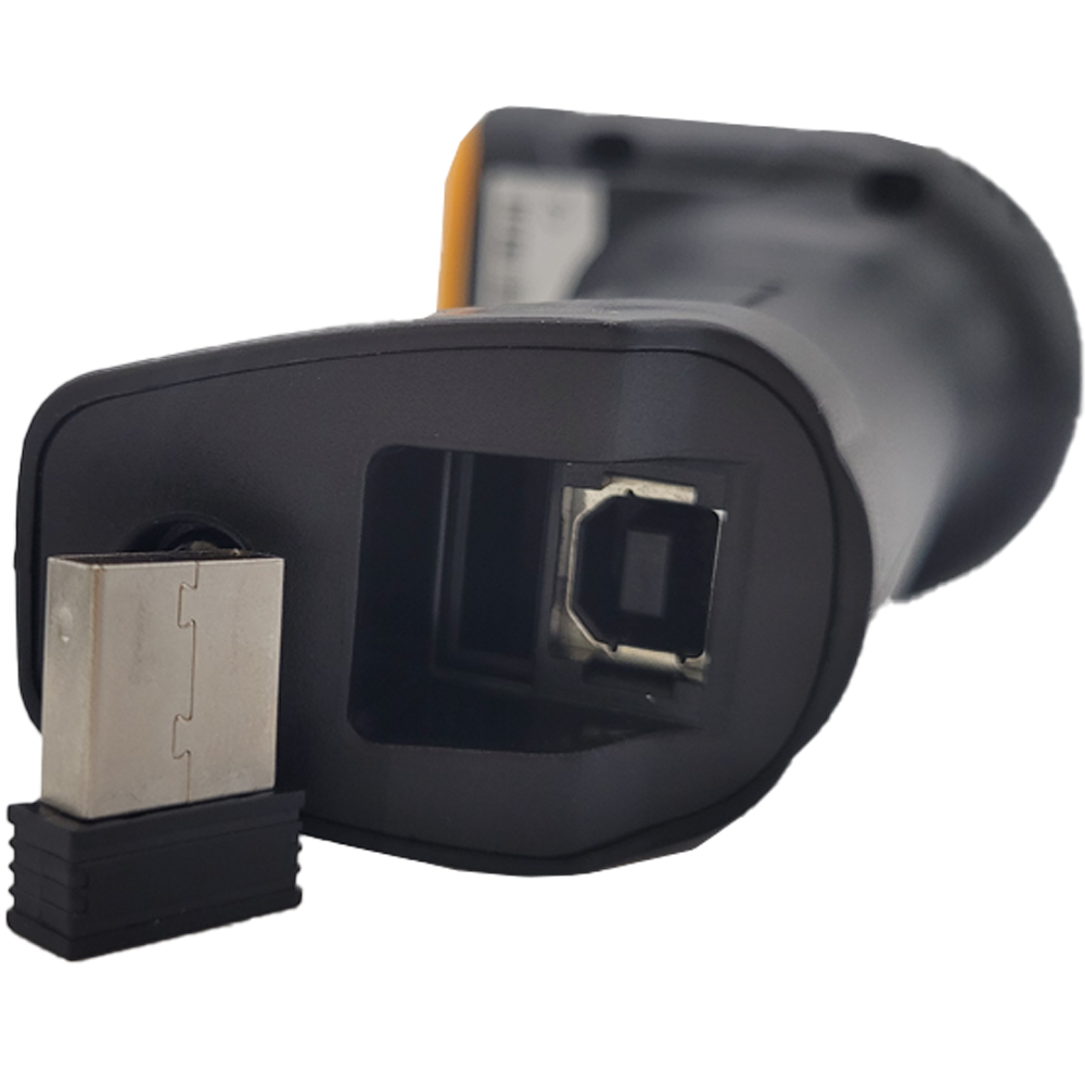 Leitor de Código de Barras Usb e Wireless Sem Fio Com Led Chiypos Preto Com Amarelo  - NT1680SW