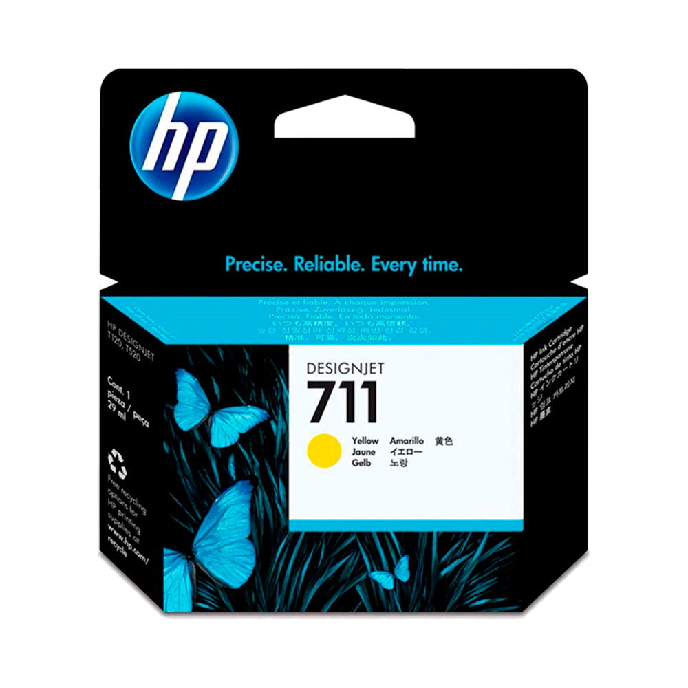 Kit 3 Unidades Cartucho de Tinta HP DesignJet 711 | T120, T130, T520 | 29ml Amarelo HP Original - CZ132AB