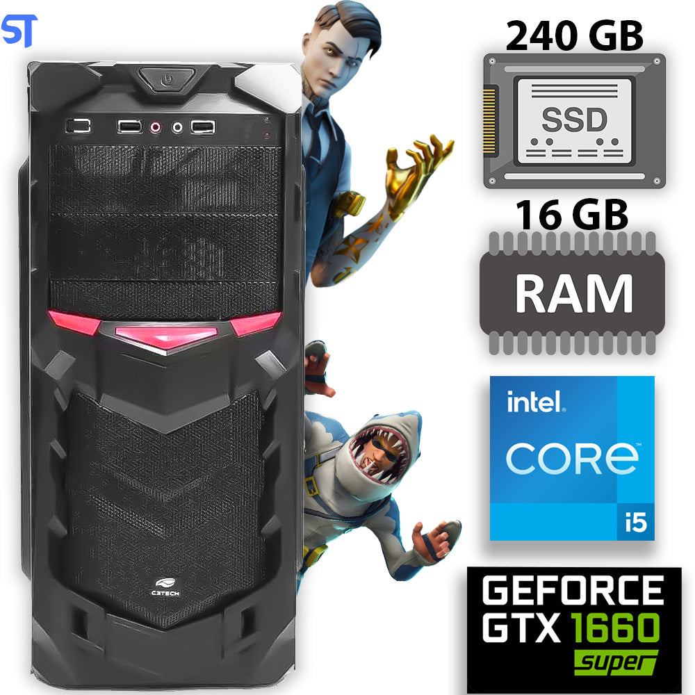 Computador Core i5- 10400F  HD SSD 240GB Walram Memoria 16GB Netac  Placa de Video  GTX 1660, 6GB