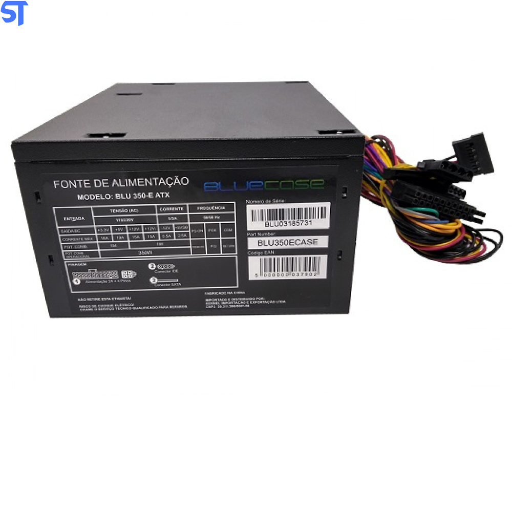 Fonte de Alimentaçao Real 350W (BLU350-E ATX) - Bluecase Com Cabo Com Caixa
