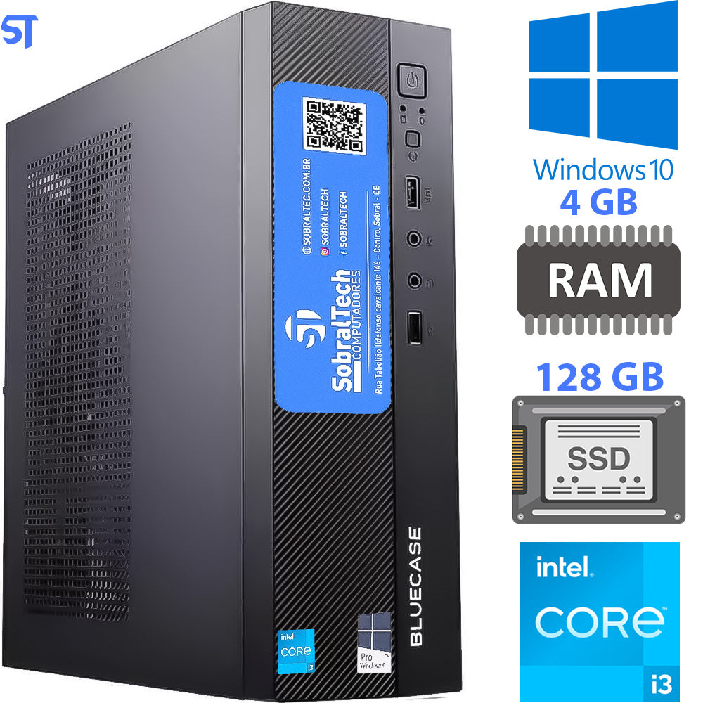 Computador Mini Micro ATX Slim Core I3- 3th 3220,  Memória 4GB, SSD 128GB - Vertical e Horizontal / MINI-ITX