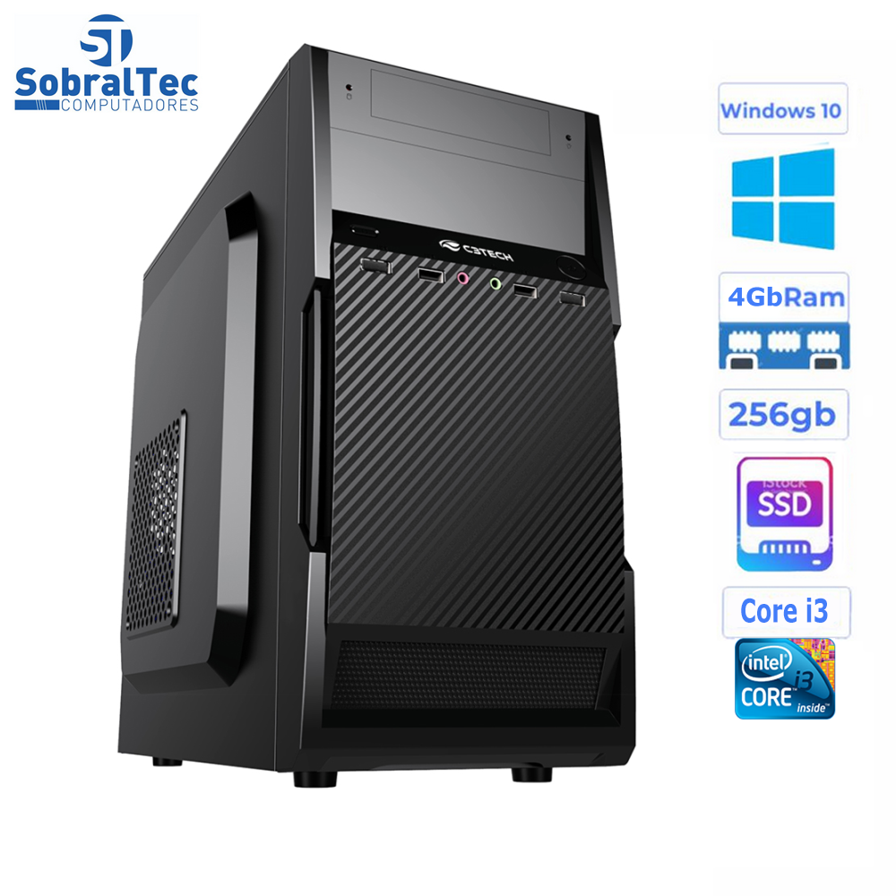Computador Core i3-HD SSD 256GB - Memória Ram 4GB- Micro- ATX MT-11BK C3Plus- Windows 10