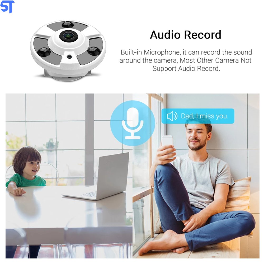 Câmera Ip Poe 48V Lente 1,7mm Hamrolte 8MP 4k  Wi-Fi Interna Detecção Humana Áudio Com Duas Vias- SDQJ3L-I80XM