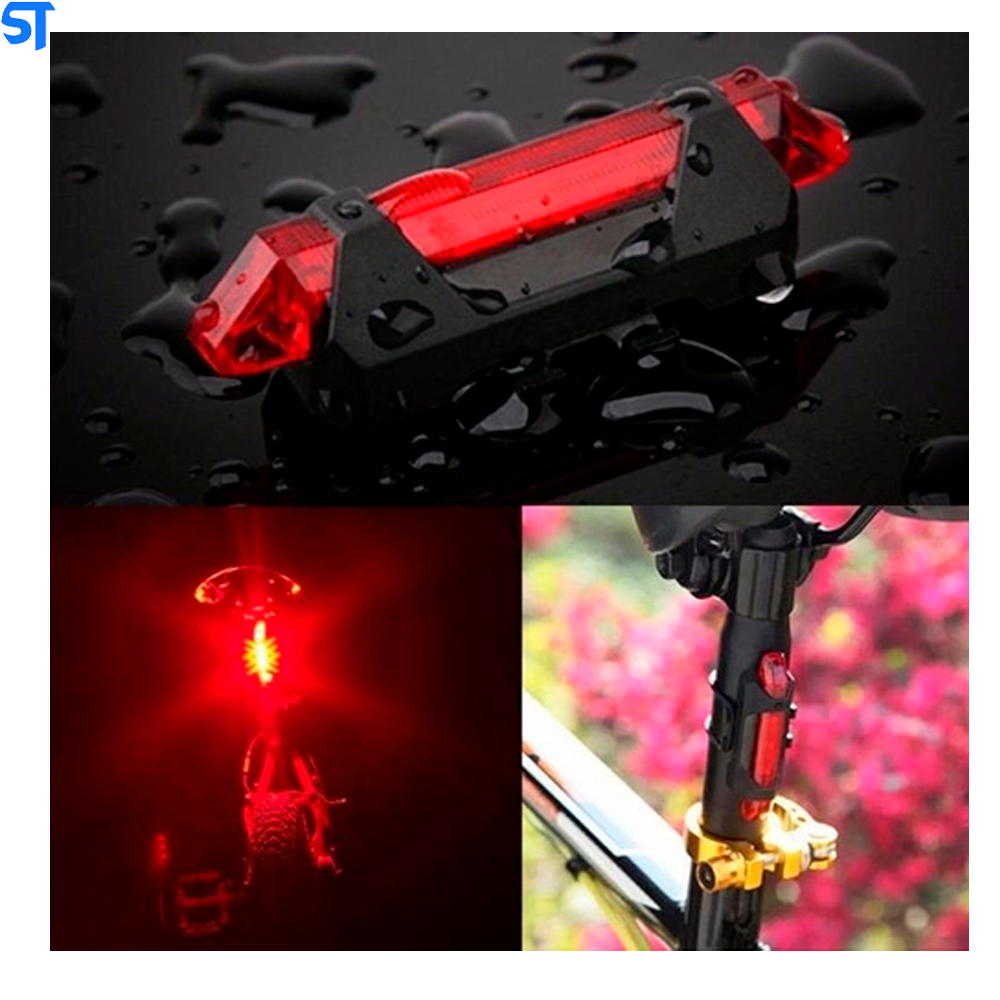 Lanterna Sinalizadora Traseira Para Bicicleta  Led Vermelho Recarregável USB- BS-216