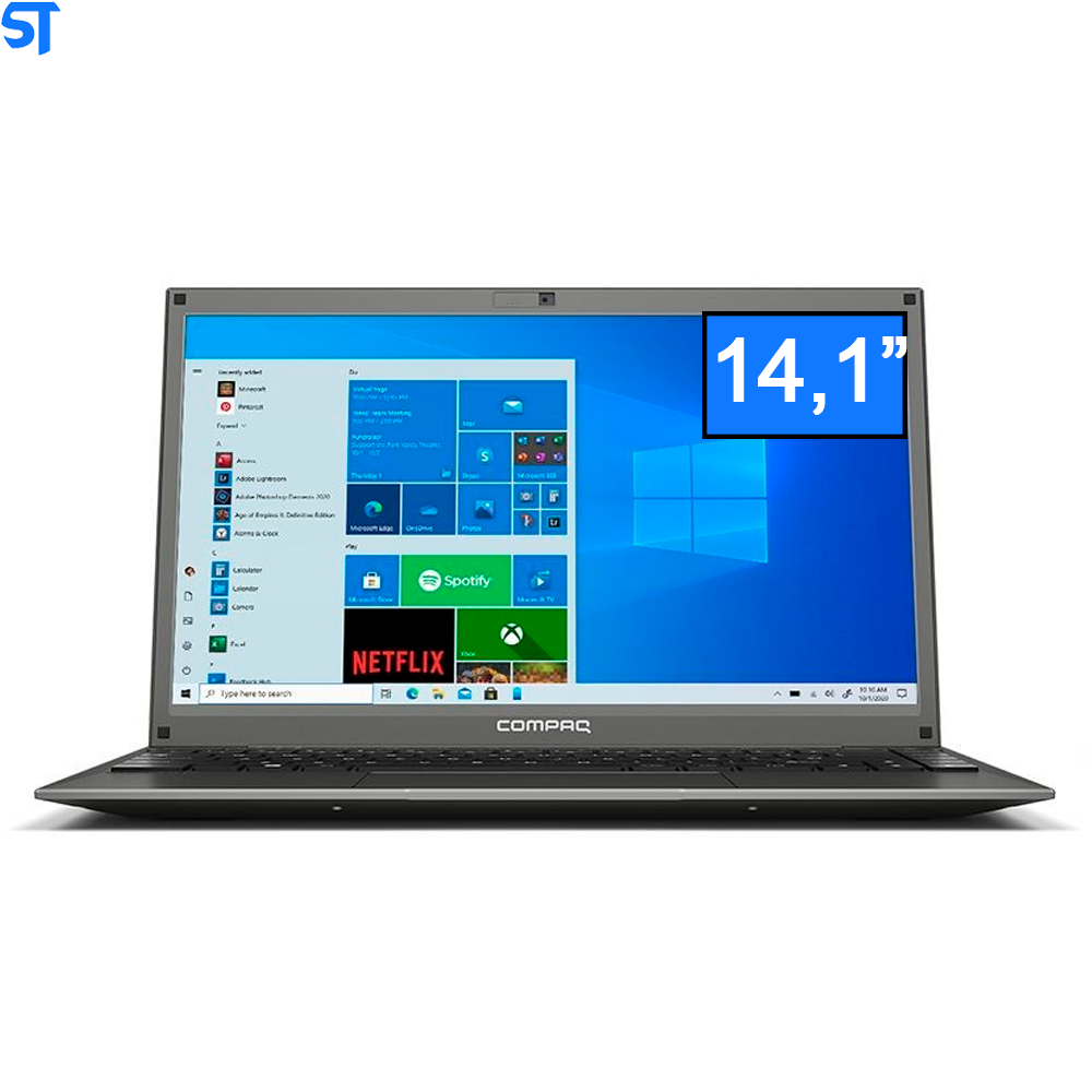 Notebook Compaq 420 Intel Pentium-N3700 4GB 120GB SSD LED Webcam HD Tela 14,1'' Windows 10 Cinza + Office 365
