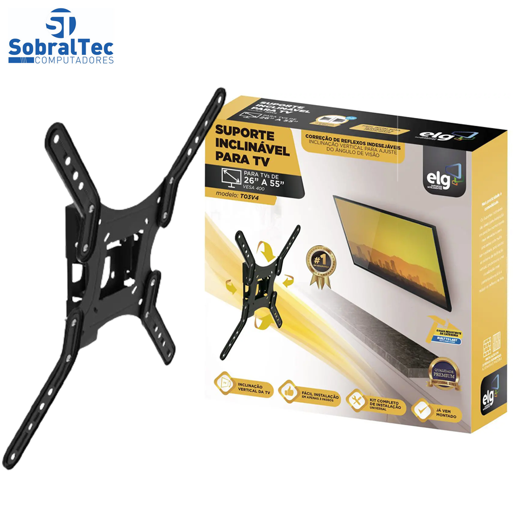 Suporte para TV Inclinável de Parede 26” até 55” - ELG T03V4