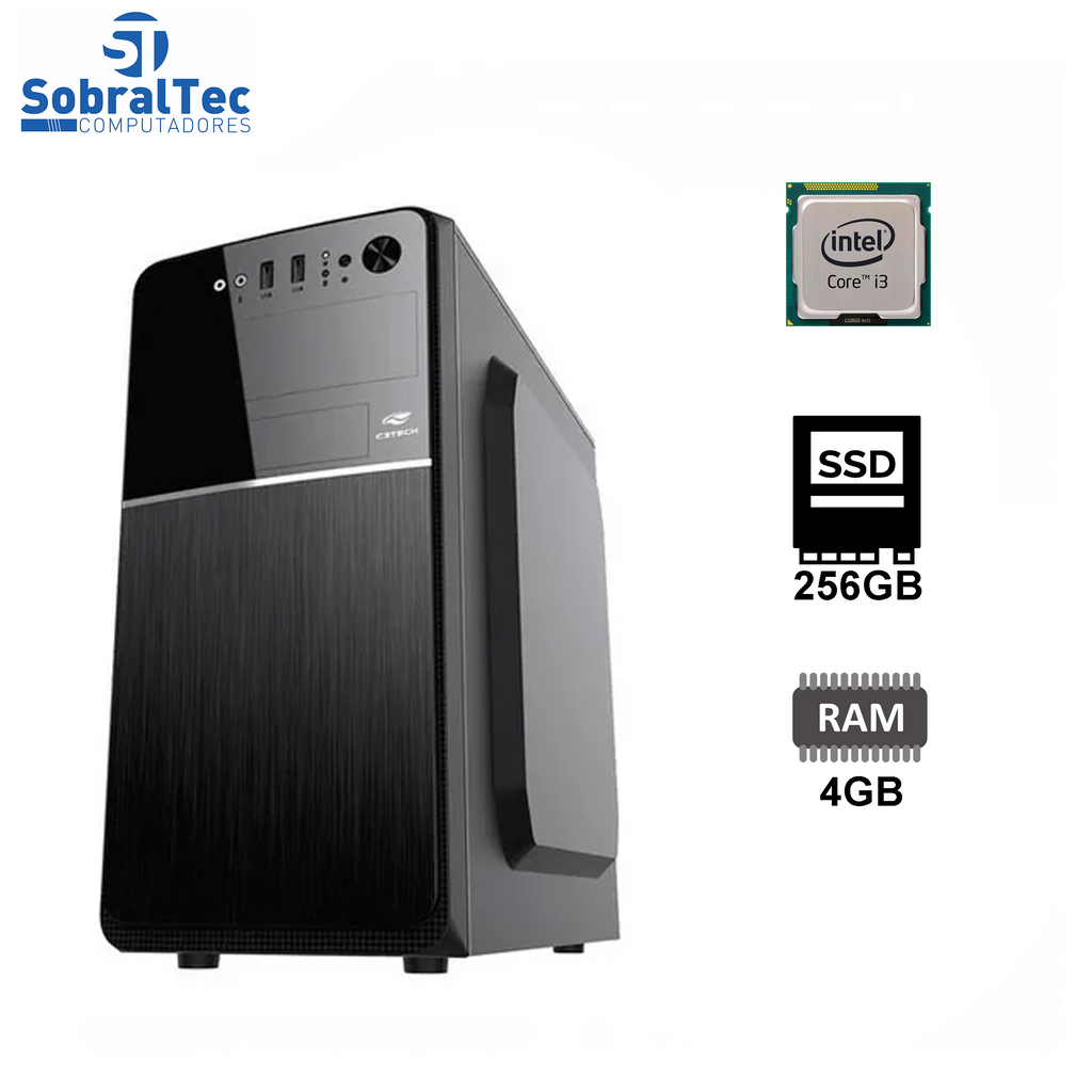Computador Core i3 3220-H61 Wovibo- HD SSD 128GB T650- Memória 4GB- Gabi Micro-Atx Mt-24V2BK