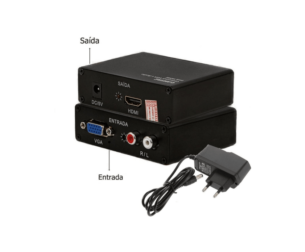 Interface Conversor Vga | Avi para Hdmi Com Fonte | Hwh-2058