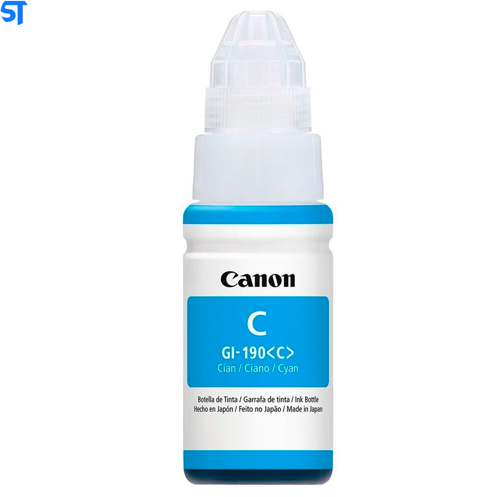 Garrafa de Tinta Canon GI 190C Ciano 7.000 Paginas para G1100 G1110 G2100 G2110 G3100 G3102 G3110 G3111 G4100 G4110
