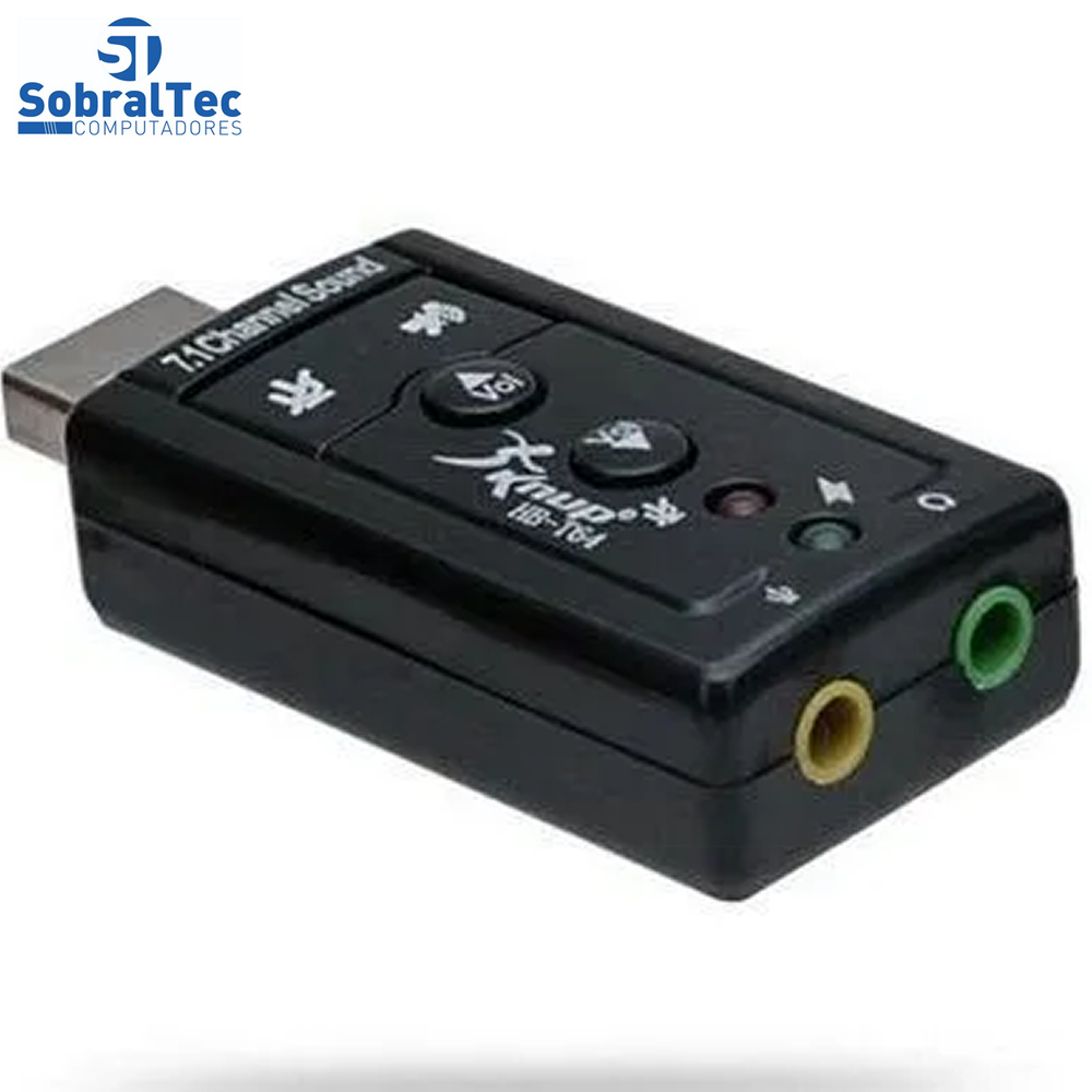 Placa De Som Ext. Usb - SKNUP - HB-T64 Som Virtual 7.1 E Microfone