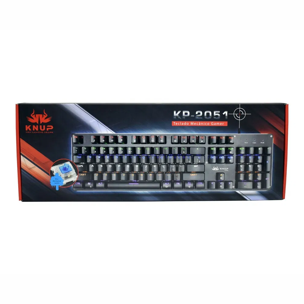 Teclado Gamer Mecânico Anti-Ghosting Led Backlight Corpo Em Metal Kp-2051
