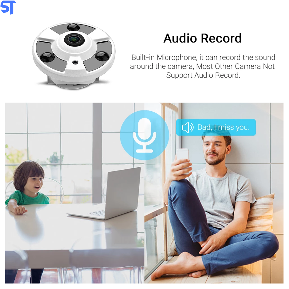 Câmera Ip Poe 48V Lente 1,7mm Hamrolte 8MP 4k  Wi-Fi Interna Detecção Humana Áudio Com Duas Vias- SDQJ3L-I80XM