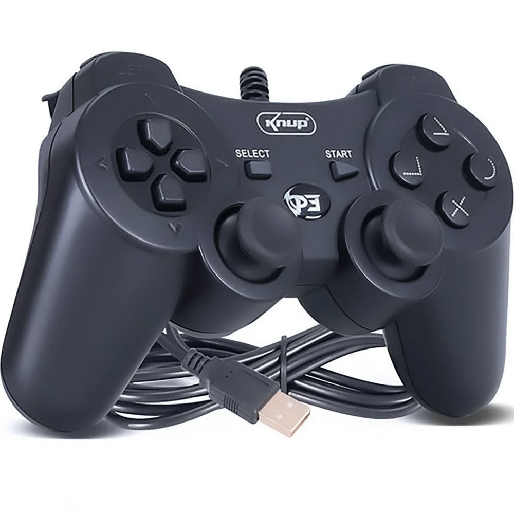 Controle Joystick Com Fio Para Ps3 e Computador Knup Kp- 4123A+ Preto