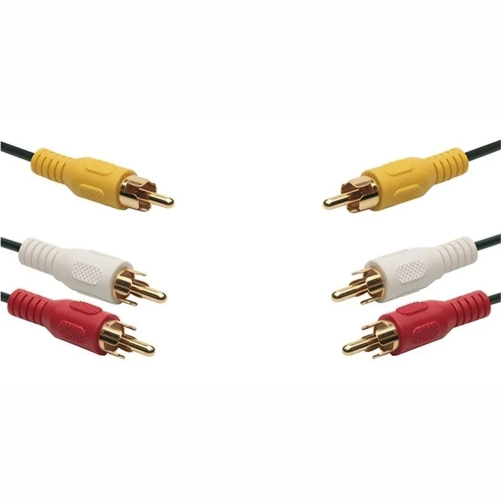 Adapatador 3 RCA macho para 3 RCA macho de áudio e vídeo cabo AV 1,5M
