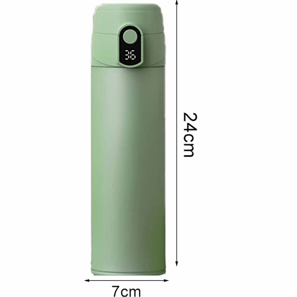 Garrafa Térmica Smart Com Display De Medidor De Temperatura e Aço Inoxidável 600Ml - Verde