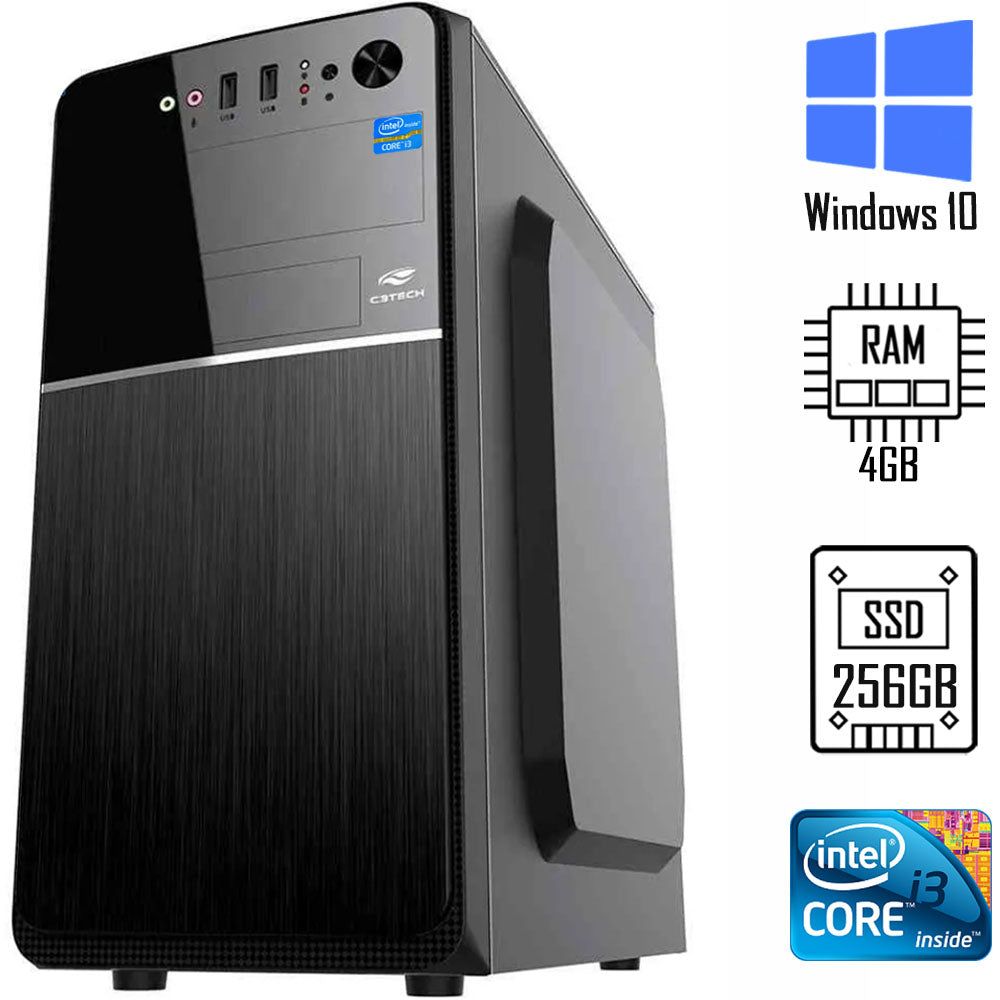 Computador Core i3 2100 Com HD SSD 256GB- Memória Ram 4GB Gab C3Plus