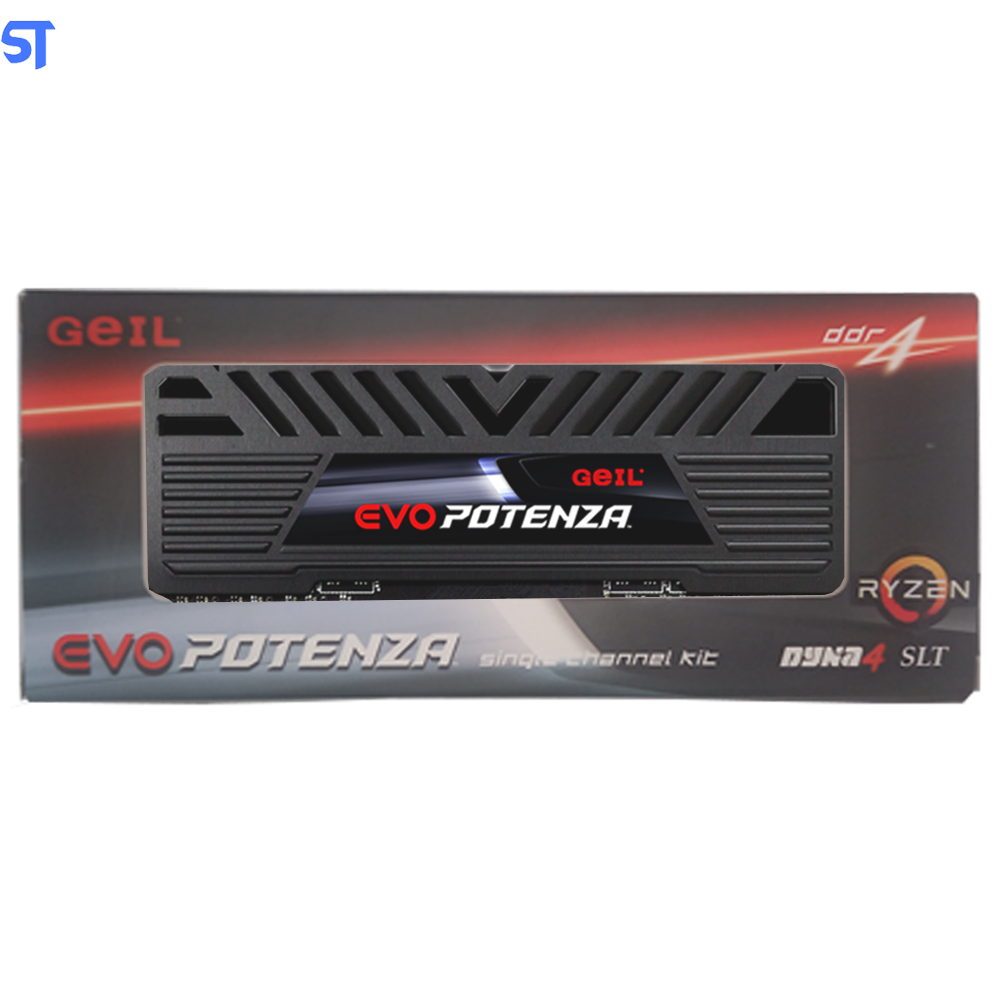 Memória Ram Desktop DDR4 Geil Evo Potenza, 8GB, 3200MHz, Black, GAPB48GB3200C16BSC