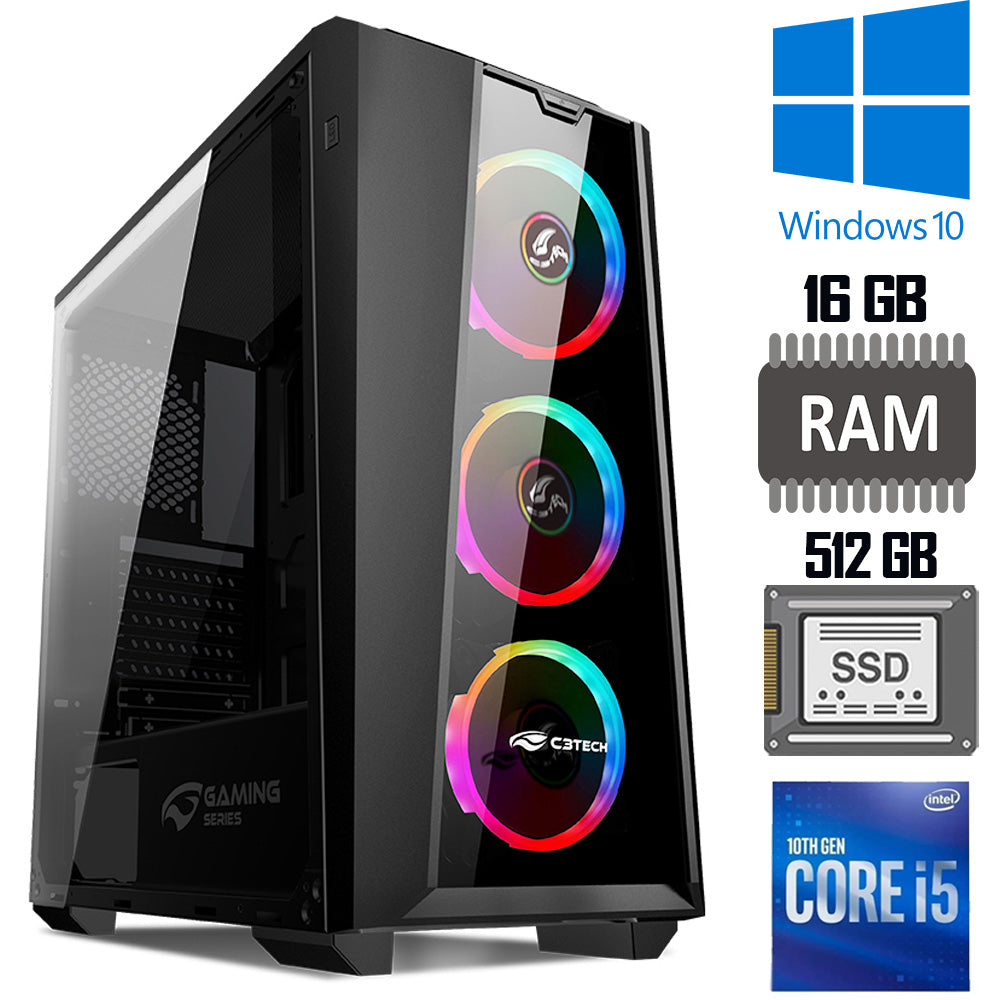 Computador Gamer Intel Core i5-10400F -16GB Ram SSD 512GB- H470M-HVS -Placa de Video GeForce, GTX 4GB 1650 TUF